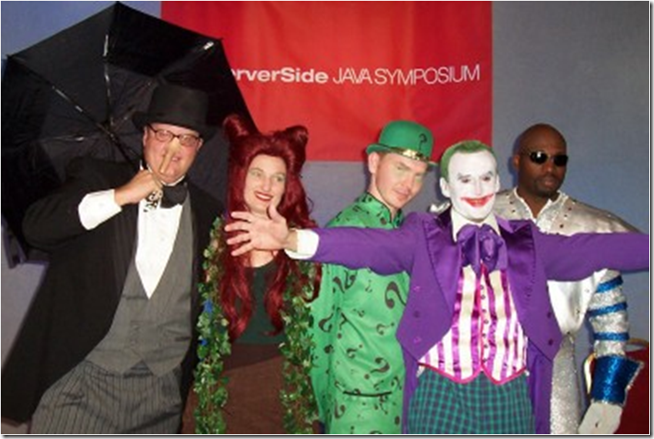 Picture of JBoss Management dressed as Batman villians